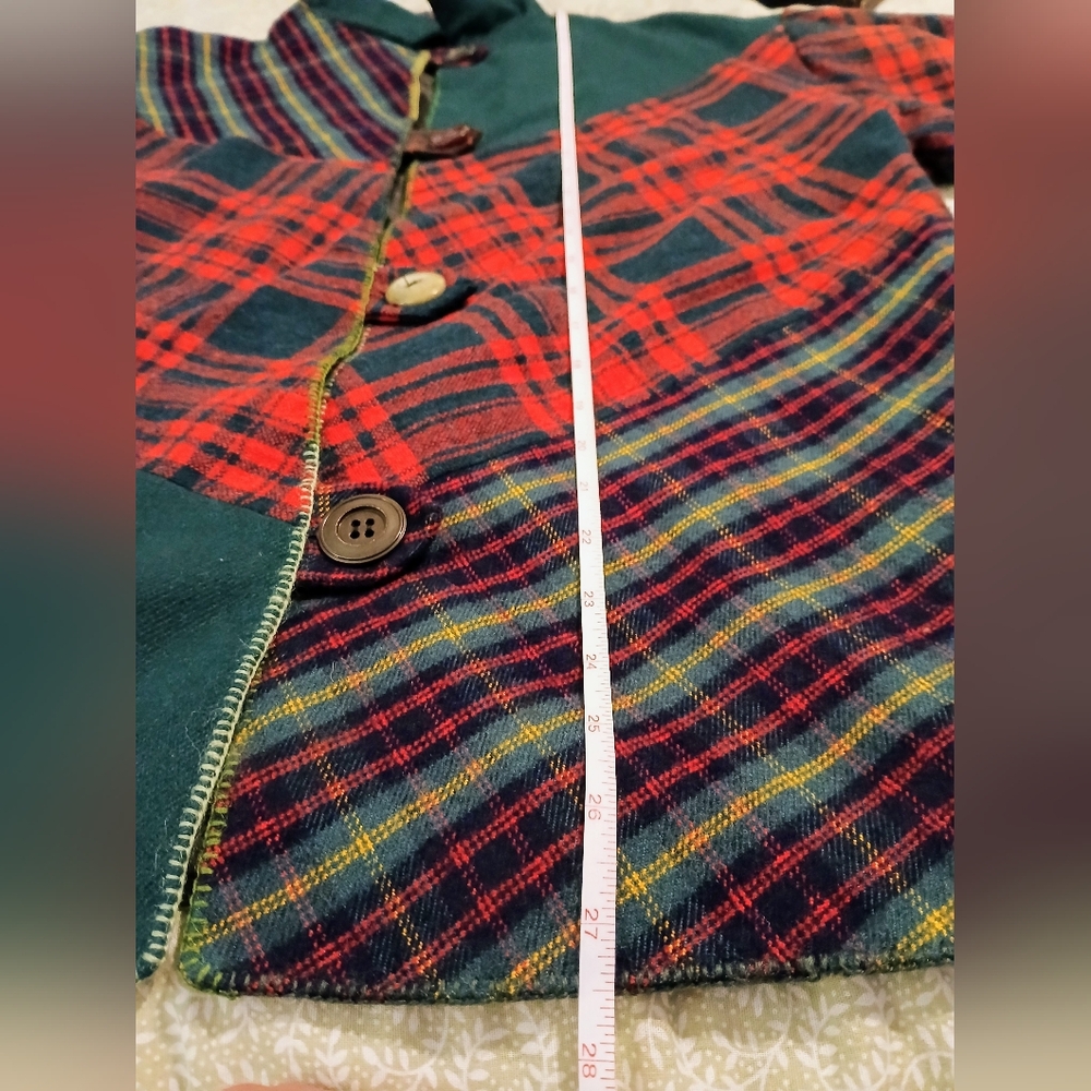 Patchwork Plaid Wool Jacket W/ Lining, Beautiful … - image 8